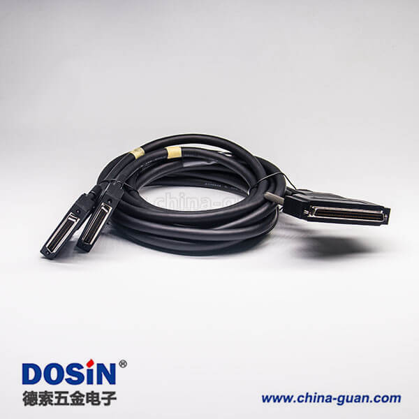 SCSI 68針線HPDB型公轉(zhuǎn)公螺絲鎖一拖二注塑成型線2米 SCSI 68針線HPDB型公轉(zhuǎn)公螺絲鎖一拖二注塑成型線2米