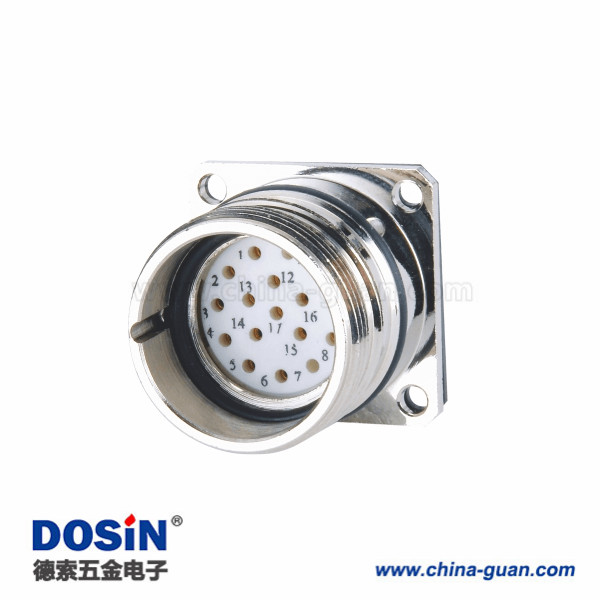 M23法蘭插座17芯板端母插座連接器 M23法蘭插座17芯板端母插座連接器