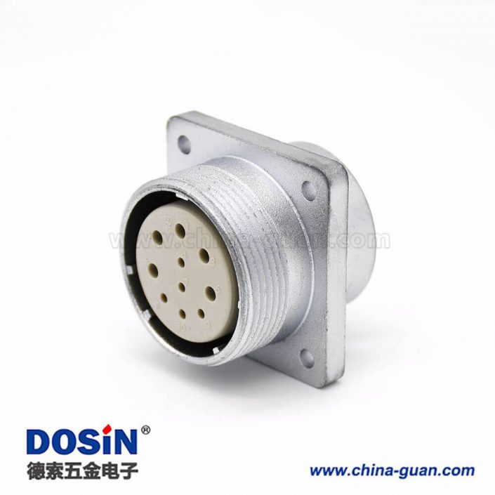 連接器P32 10芯母頭直式插座方形四孔法蘭安裝焊杯接線 連接器P32 10芯母頭直式插座方形四孔法蘭安裝焊杯接線