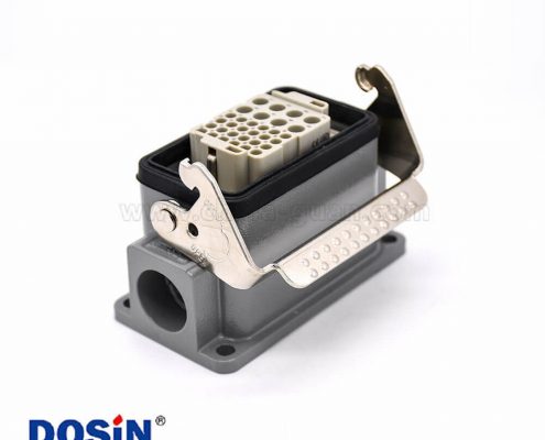 HDC連接器H10B開孔安裝螺紋M25頂出口公母對接不帶針公頭32芯重載連接器