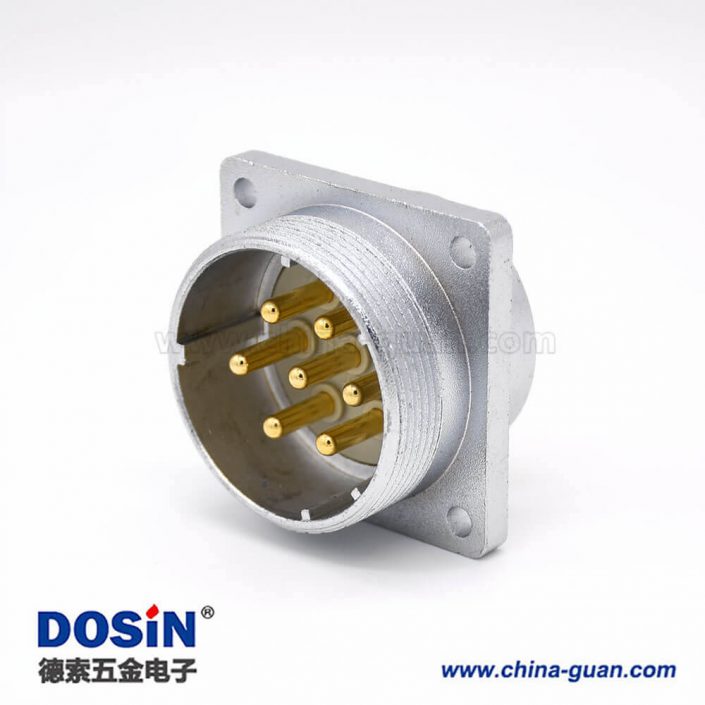 P40公頭7芯直式插座方形四孔法蘭安裝焊杯接線 P40公頭7芯直式插座方形四孔法蘭安裝焊杯接線