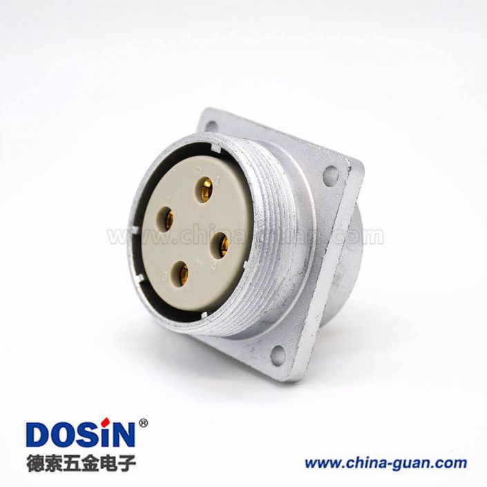 直式插座P40 7芯母頭方形連接器四孔法蘭安裝焊杯接線 直式插座P40 7芯母頭方形連接器四孔法蘭安裝焊杯接線