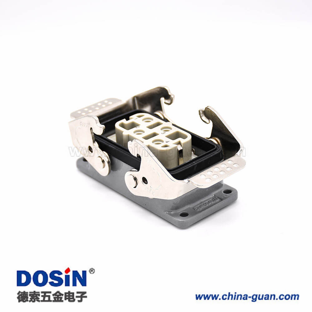 重載工業連接器H10B4芯鍍銀公母對接開孔安裝螺紋M25頂出口PC料內芯