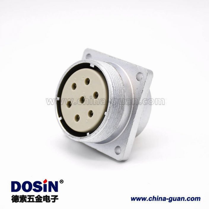 7芯插座P40直式母頭方型法蘭插座 7芯插座P40直式母頭方型法蘭插座