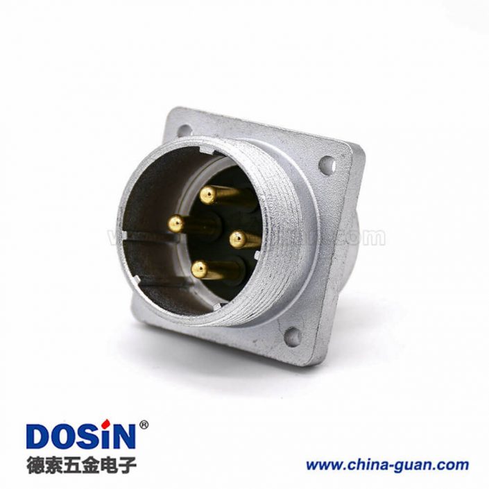 方型法蘭插座P32 4芯公頭連接器 方型法蘭插座P32 4芯公頭連接器