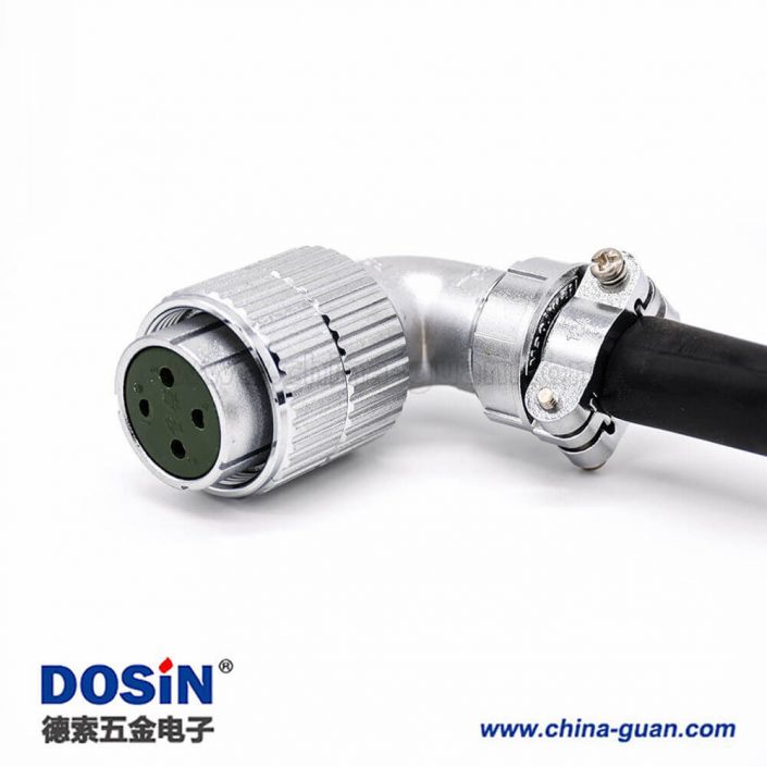 彎式電纜插頭P32 4芯母頭接線連接器 彎式電纜插頭P32 4芯母頭接線連接器