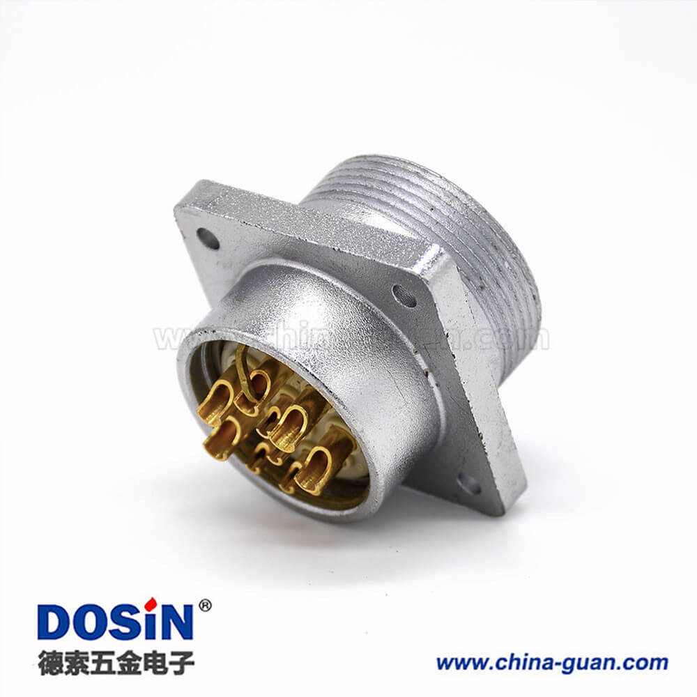 插座公頭P32 10芯直式方型法蘭連接器 插座公頭P32 10芯直式方型法蘭連接器