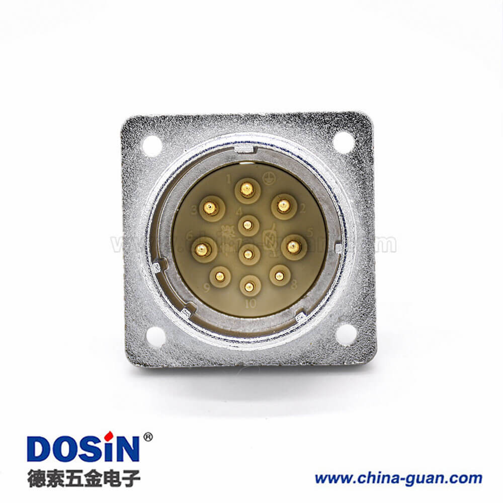 插座公頭P32 10芯直式方型法蘭連接器 插座公頭P32 10芯直式方型法蘭連接器
