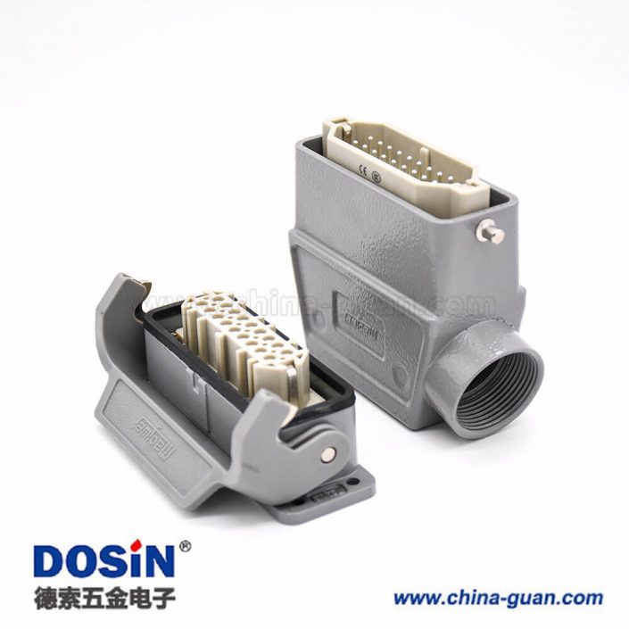 18芯重載連接器公母對接H16A開孔安裝高結構斜出口鍍銀螺釘PG21 18芯重載連接器公母對接H16A開孔安裝高結構斜出口鍍銀螺釘PG21