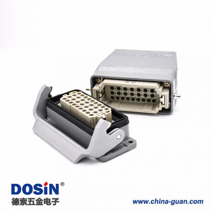 矩形連接器36芯開孔安裝高結構頂出口進線公母對接不帶針公頭H16B重載連接器M40螺釘 矩形連接器36芯開孔安裝高結構頂出口進線公母對接不帶針公頭H16B重載連接器M40螺釘