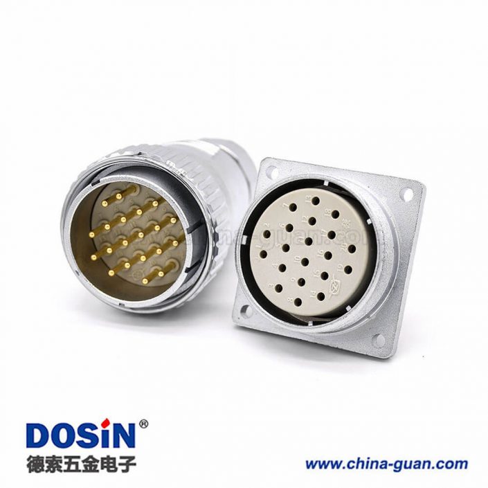 圓插頭插座20芯P40母頭直式法蘭插座公頭直式接線插頭連接器 圓插頭插座20芯P40母頭直式法蘭插座公頭直式接線插頭連接器