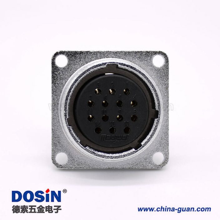 母連接器P28直式14芯插座法蘭安裝焊杯接線 母連接器P28直式14芯插座法蘭安裝焊杯接線