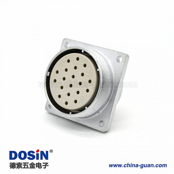 矩形20芯插座P40 20芯母頭直式四孔法蘭連接器 矩形20芯插座P40 20芯母頭直式四孔法蘭連接器