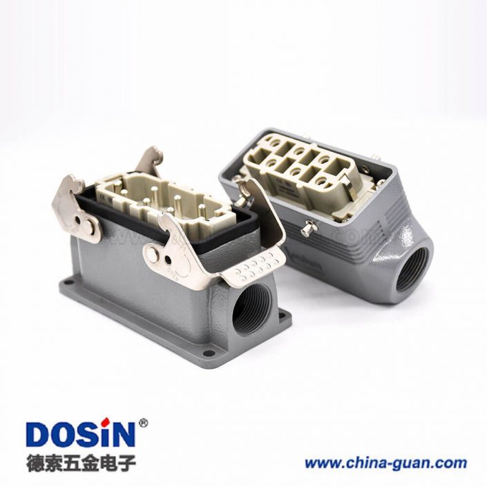 6孔重載連接器公母對接H16B螺釘M25表面安裝斜出口進線 6孔重載連接器公母對接H16B螺釘M25表面安裝斜出口進線