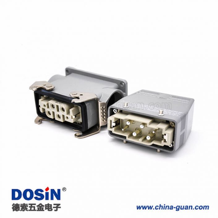 6針重載連接器H16B加高型表面安裝高結構斜出口公母對鍍銀M40螺釘 6針重載連接器H16B加高型表面安裝高結構斜出口公母對鍍銀M40螺釘