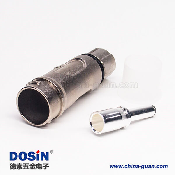 高壓互鎖金屬連接器單芯8mm直式金屬插頭帶屏蔽電流200A 高壓互鎖金屬連接器單芯8mm直式金屬插頭帶屏蔽電流200A