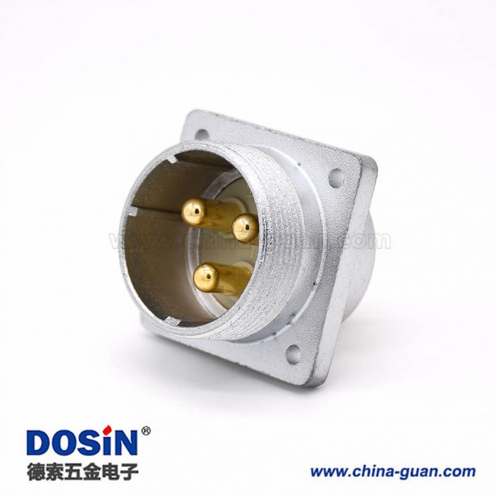 3芯航空插座P48公頭直式4孔法蘭連接器 3芯航空插座P48公頭直式4孔法蘭連接器