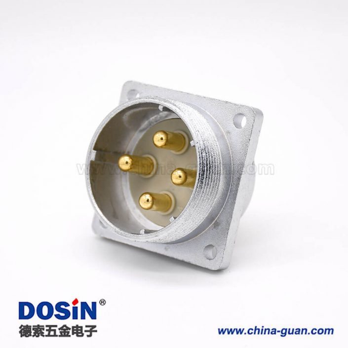 4芯插座P48公頭直式四孔法蘭連接器 4芯插座P48公頭直式四孔法蘭連接器