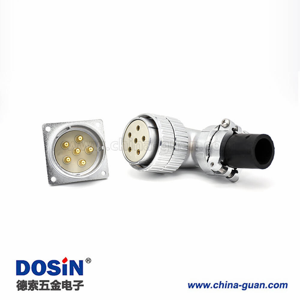 插座母插頭P48 6芯公頭方型法蘭插座母頭接線連接器 插座母插頭P48 6芯公頭方型法蘭插座母頭接線連接器