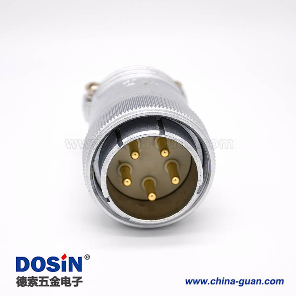 5芯插頭P48公頭直式接線焊接連接器 5芯插頭P48公頭直式接線焊接連接器