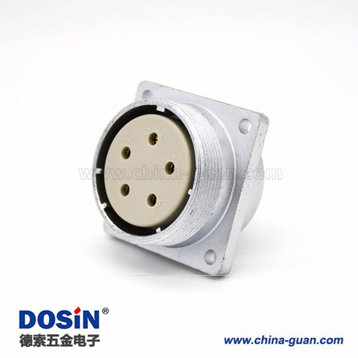 插座母頭P48 5芯直式方型法蘭連接器 插座母頭P48 5芯直式方型法蘭連接器