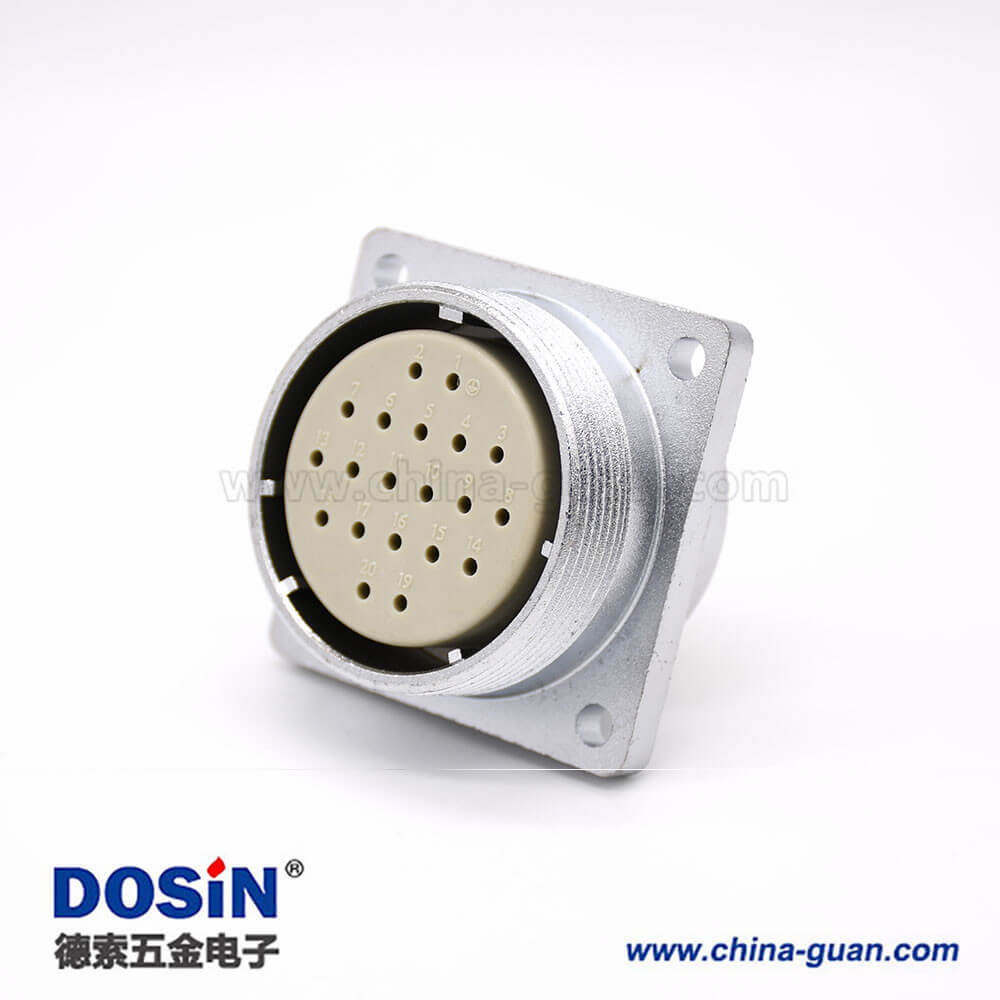 母頭插座P48 20芯直式四孔法蘭連接器 母頭插座P48 20芯直式四孔法蘭連接器