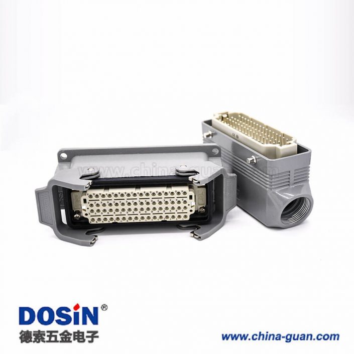 矩形防水連接器重載64芯H24B外殼公母對接PG21表面安裝斜出口塑料鐵扣 矩形防水連接器重載64芯H24B外殼公母對接PG21表面安裝斜出口塑料鐵扣