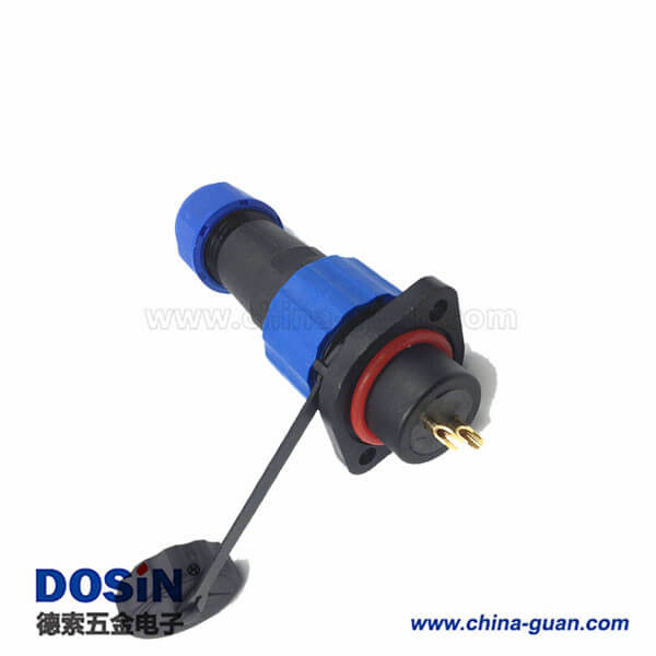 2芯防水航空插頭插座連接器二孔法蘭接頭SP13面板式 2芯防水航空插頭插座連接器二孔法蘭接頭SP13面板式