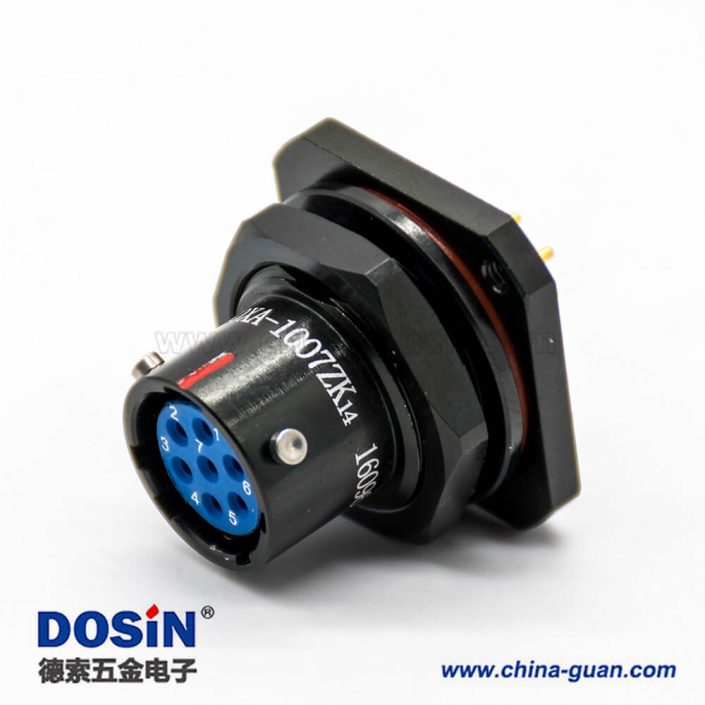 Y50X系列10殼體7芯防水母插座卡口連接面板安裝接PCB前鎖板直式連接器 Y50X系列10殼體7芯防水母插座卡口連接面板安裝接PCB前鎖板直式連接器