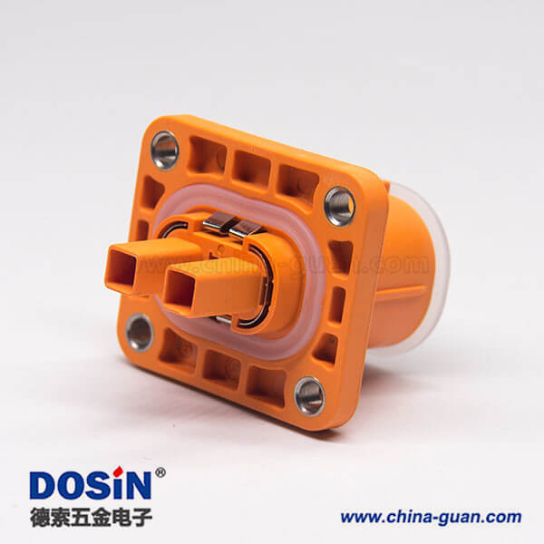 電動汽車高壓連接器塑料插座2芯直式電流150A高壓互鎖 電動汽車高壓連接器塑料插座2芯直式電流150A高壓互鎖
