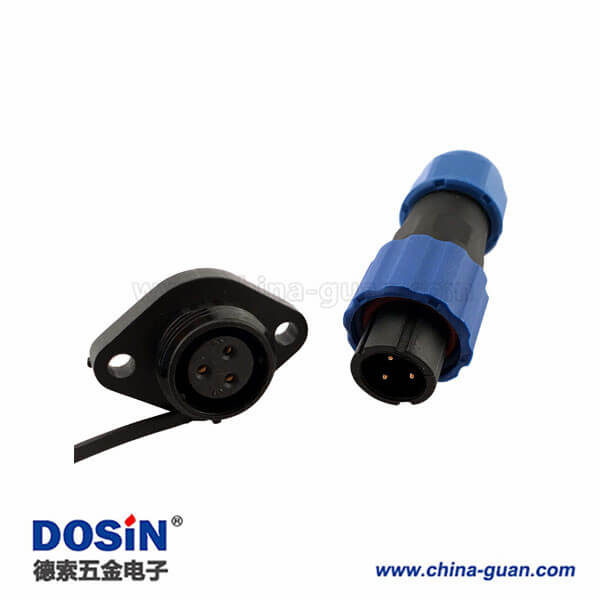 4芯防水航空插頭插座連接器二孔法蘭 4芯防水航空插頭插座連接器二孔法蘭