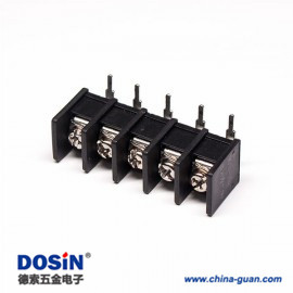 彎角柵欄式接線端子5芯彎式黑色PCB版插板 彎角柵欄式接線端子5芯彎式黑色PCB版插板