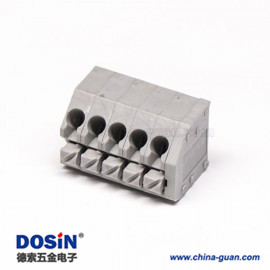 灰色端子5孔5針彈簧式PCB板穿孔式接線端子連接器 灰色端子5孔5針彈簧式PCB板穿孔式接線端子連接器