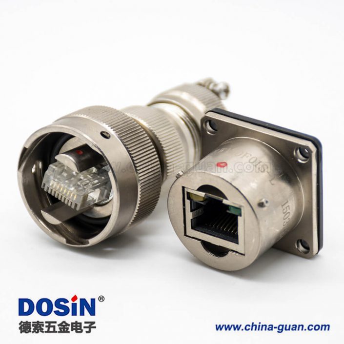 YW圓形RJ-45內置接口卡口連接公母對接插頭接線焊接插座面板安裝焊接4孔法蘭直式連接器 YW圓形RJ-45內置接口卡口連接公母對接插頭接線焊接插座面板安裝焊接4孔法蘭直式連接器