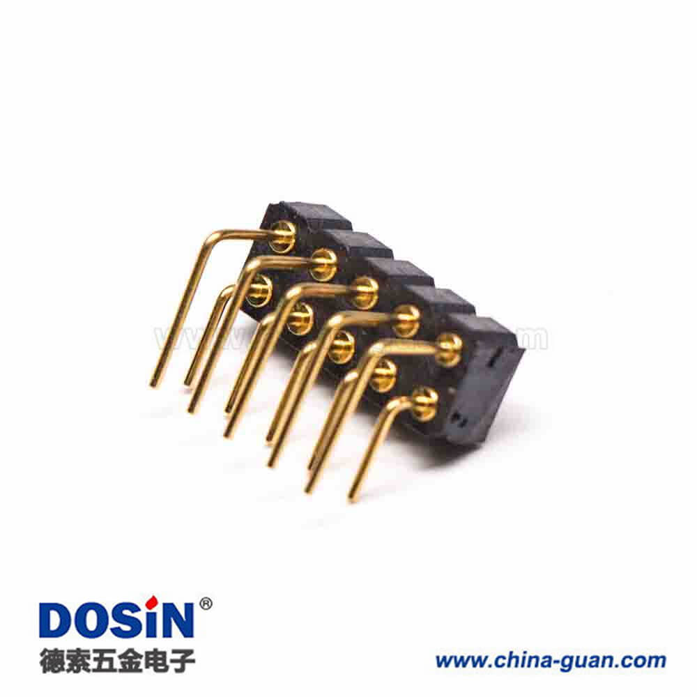 針座彈簧探針多Pin鍍金雙排折彎式10芯PogoPin2.54間距連接器 針座彈簧探針多Pin鍍金雙排折彎式10芯PogoPin2.54間距連接器