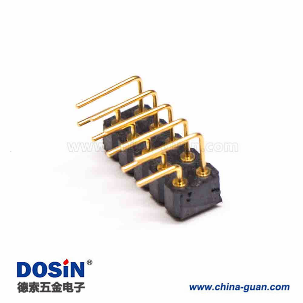 針座彈簧探針多Pin鍍金雙排折彎式10芯PogoPin2.54間距連接器 針座彈簧探針多Pin鍍金雙排折彎式10芯PogoPin2.54間距連接器