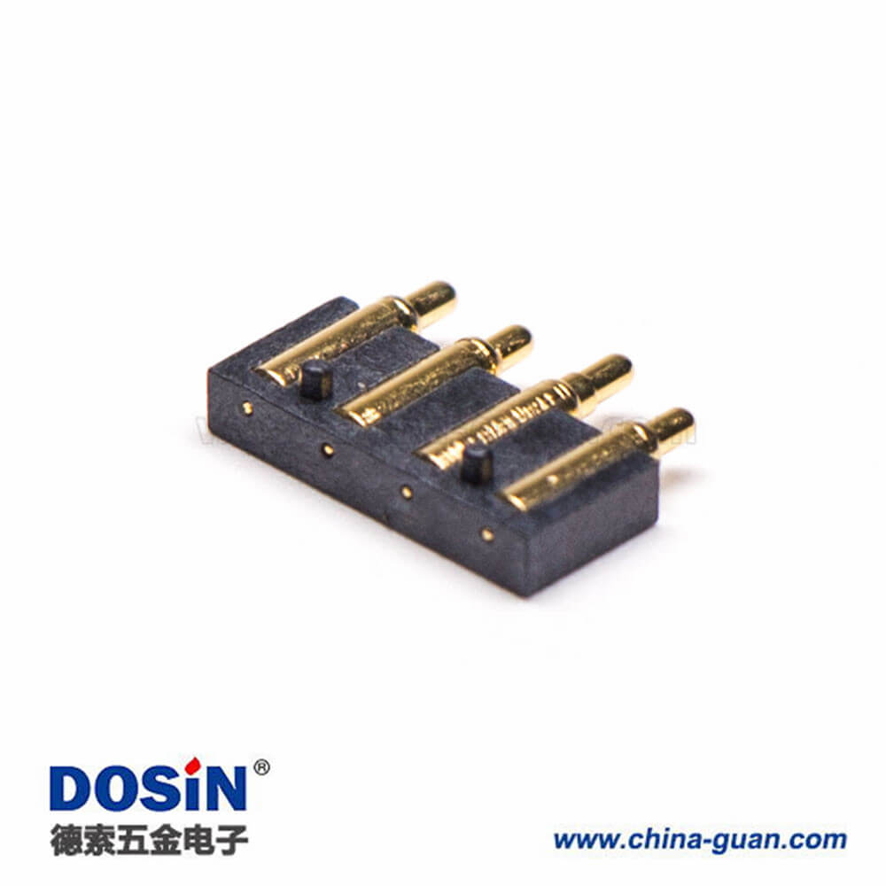 彈簧針Pogopin連接器鍍金黃銅4芯平放焊接式2.5MM 彈簧針Pogopin連接器鍍金黃銅4芯平放焊接式2.5MM