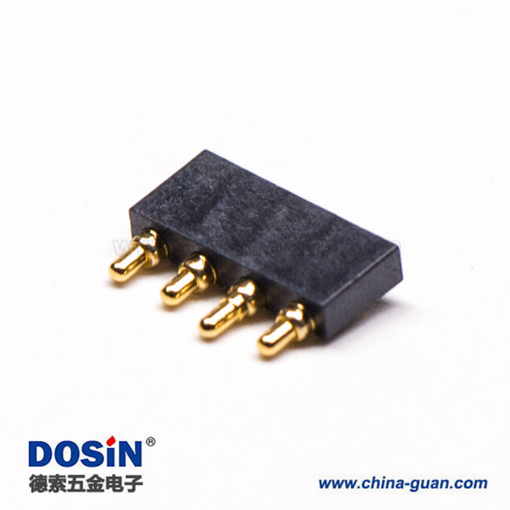 5彈簧針Pogopin連接器鍍金黃銅4芯平放焊接式2.5MM 彈簧針Pogopin連接器鍍金黃銅4芯平放焊接式2.5MM