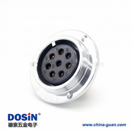 1 8芯航空插座GX48直式反裝母插座圓盤(pán)法蘭安裝