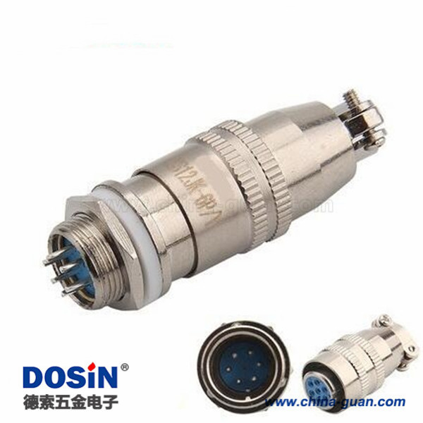 174 XS12 6芯圓形連接器黃銅鍍金開孔12MM