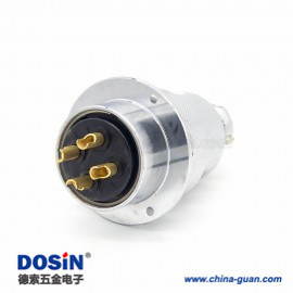 4 航空插頭反裝GX40 直式4芯電纜反裝公插頭圓盤母插座