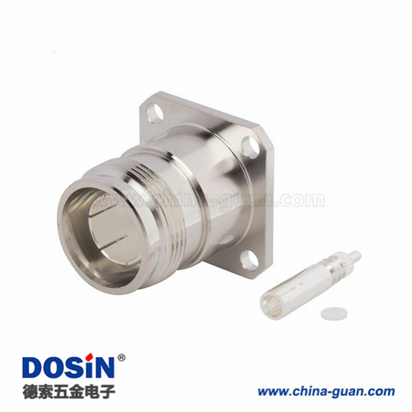 4310-connector-straight-jack-for-141-semi-rigid-4-hole-flange 同軸連接器設計4.3 10直式母頭半剛性四孔法蘭接.250"線