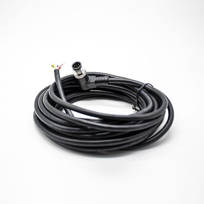 31 (3) M12標準電纜8芯A編碼公頭90度彎注塑線不帶屏蔽單邊線5M