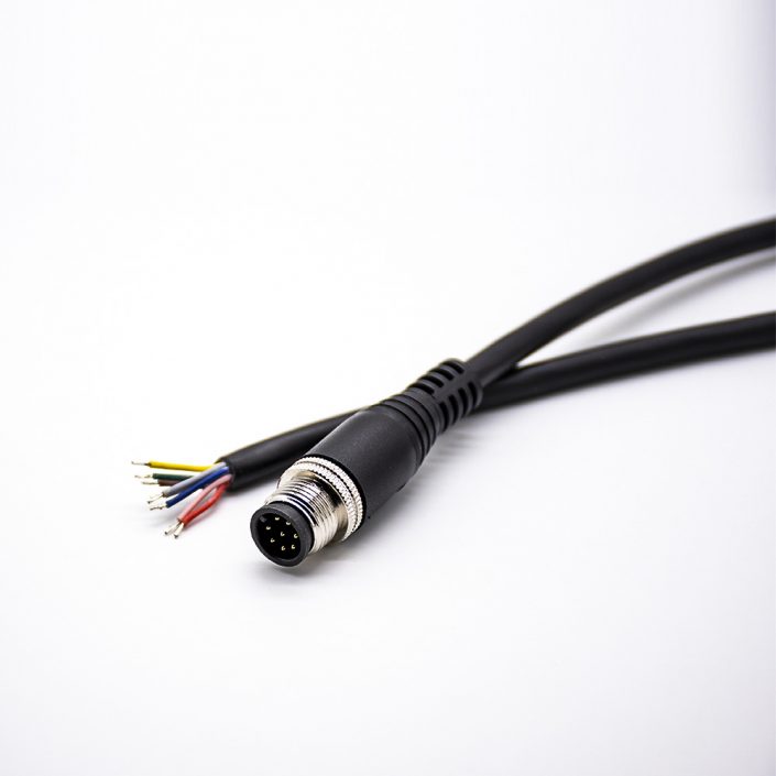 78 (7) M12電纜直公頭8針A型不帶屏蔽單邊注塑線5米不帶屏蔽