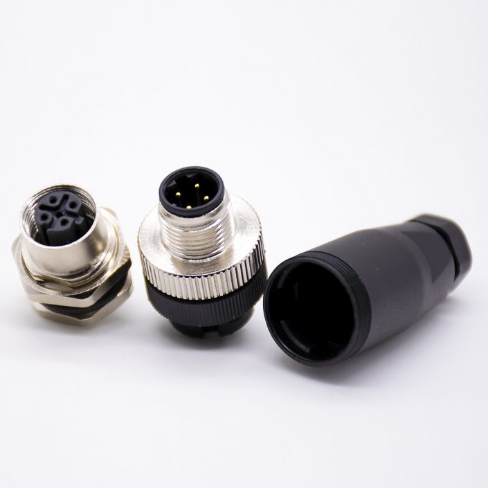 9 (6) m12連接器5芯母頭直式前鎖板焊線D編碼