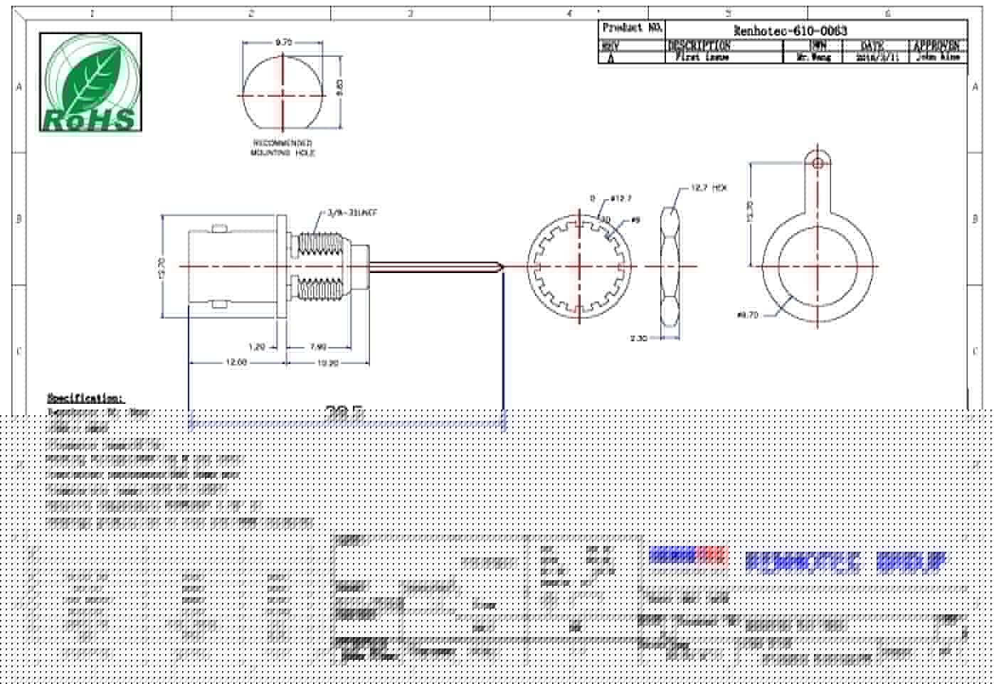 bnc單芯連接器直式穿墻鋅合金射頻同軸電纜