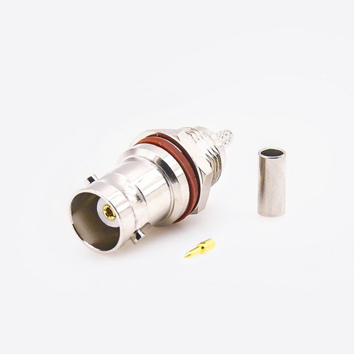 EB-001-0322 RG174BNC防水連接器RG174/RG316母頭直式面板安裝后鎖穿墻壓接