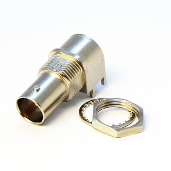 EB-01-0200 90度板端BNC連接器前鎖穿墻穿孔式接PCB板