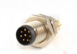 M8 航空插座A 型板端前鎖焊線式連接器8芯母插座