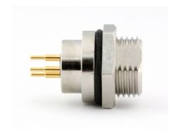 M8連接器直頭PCB板端前鎖直式A型3芯防水母插座傳感器